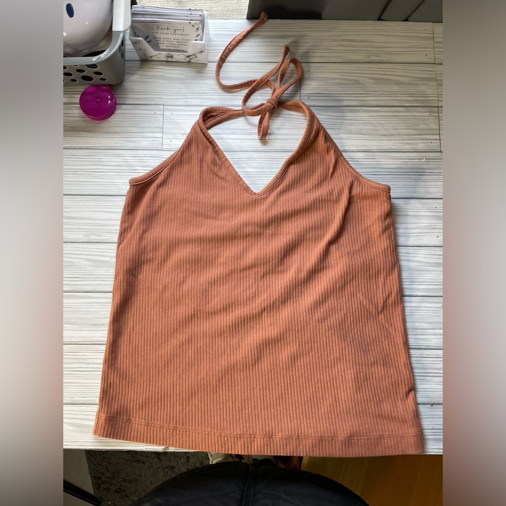 Old Navy Women's Ribbed Halter Tank Top - Rust size XL